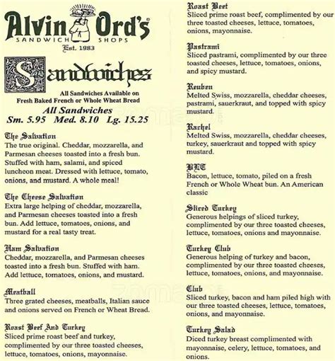 Alvin ord's menu beaufort sc  fresh toppings